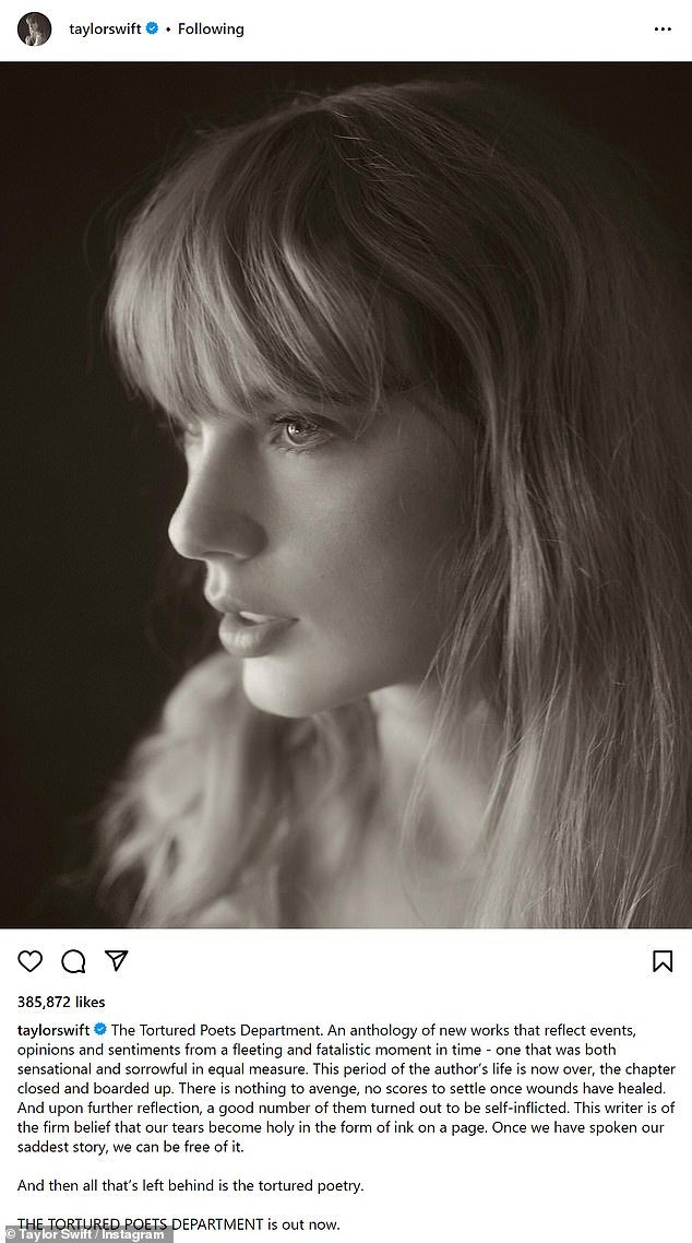 When the album hit streaming platforms Thursday night, Swift released a lengthy statement on Instagram describing it as 