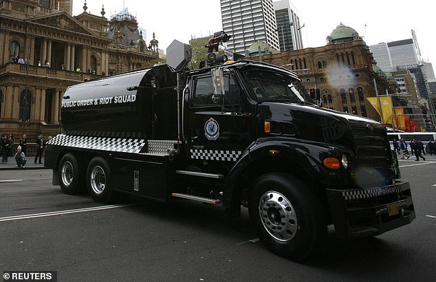 The NSW government bought a US-built water cannon for police use 16 years ago, but the only time it was fired was at a media event