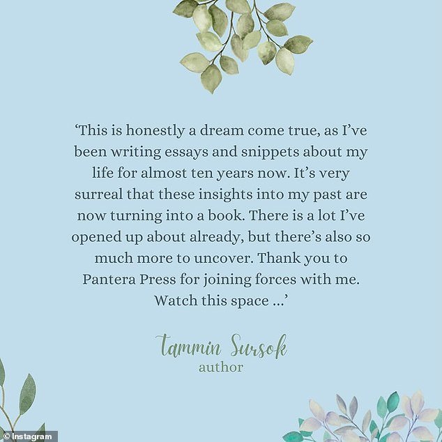 “This is truly a dream come true as I have been writing essays and excerpts about my life for almost a decade,” Tammin explained