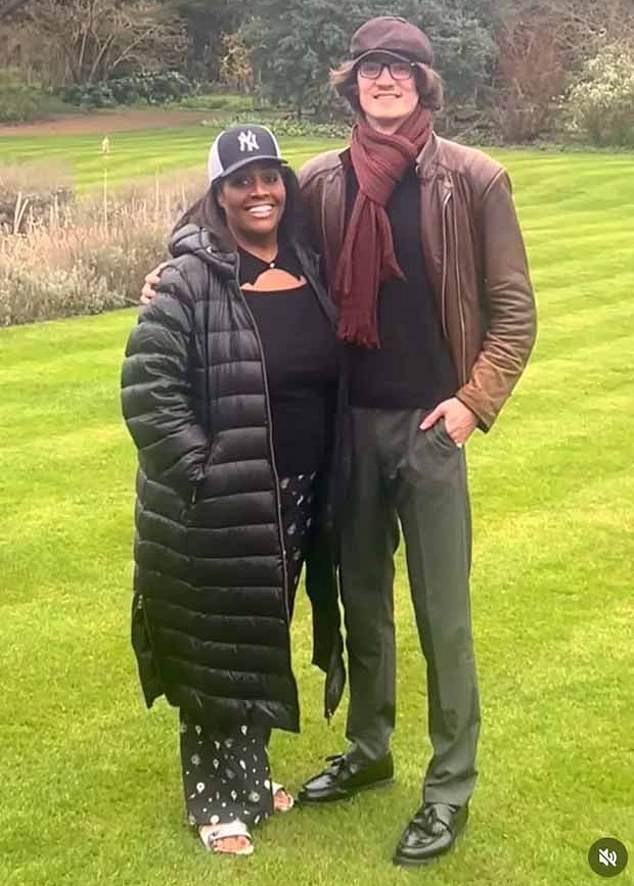 David is believed to be around 20 years younger than Alison, 49, and is said to be 'happier than ever' with her new partner after a 'turbulent love life' (pictured together)
