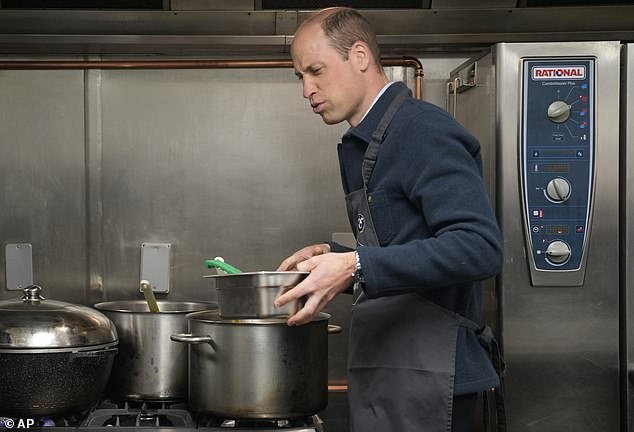 Prince William is making bolognaise sauce today at Surplus to Supper in Sunbury-on-Thames