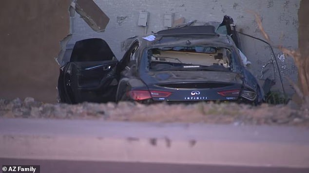 Police say the crash happened after the car ran a stop sign and crashed into the home