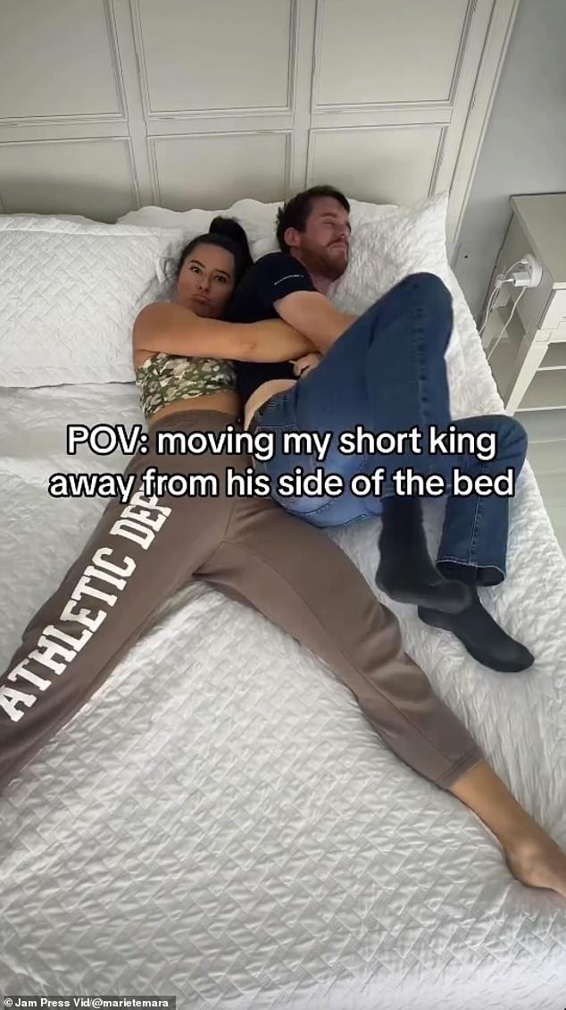 She demonstrated how she moved him to either side of the bed