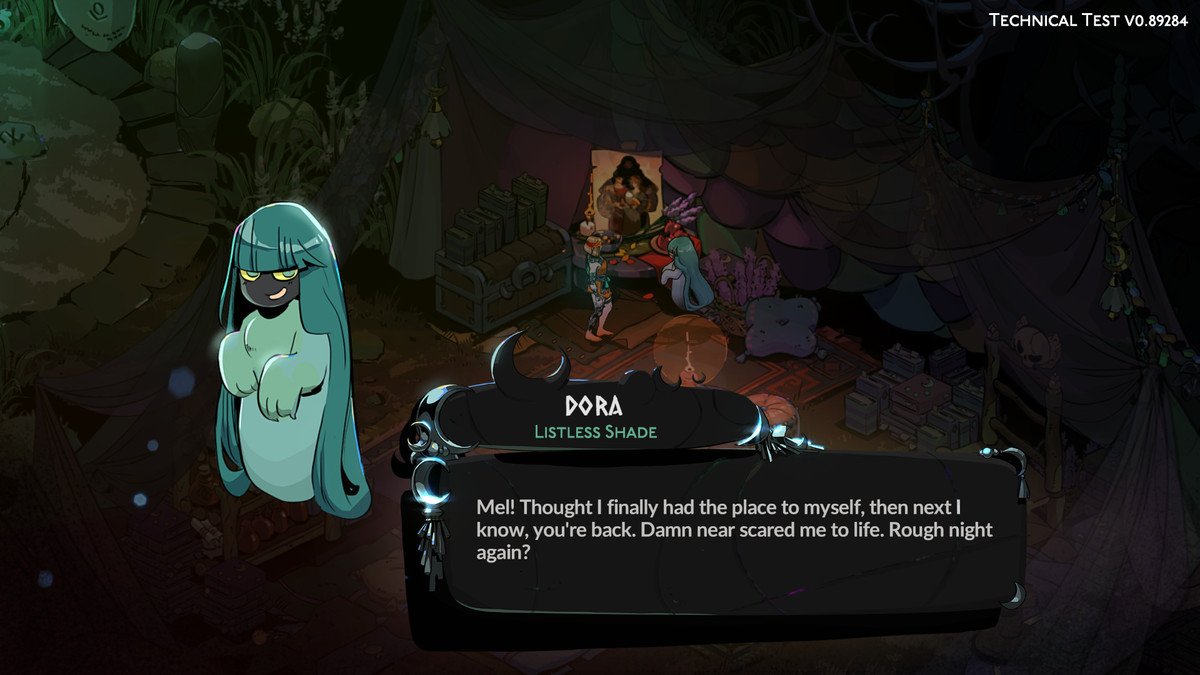 An image of Dora in Hades 2. It looks like a little ghost with a mischievous smile. 