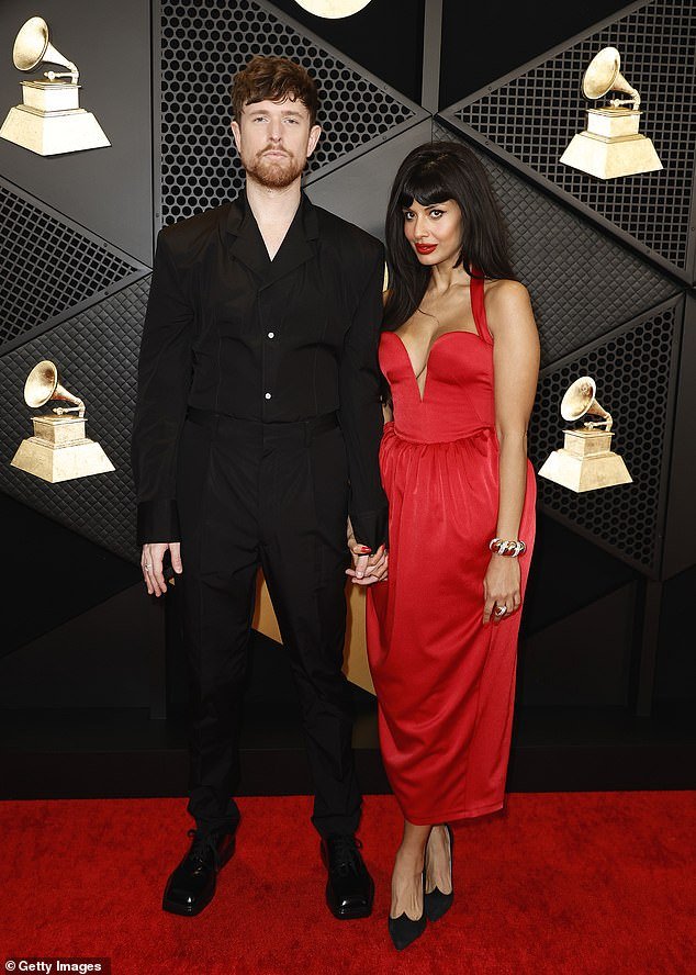 Jameela Jamil pictured with her musician boyfriend James Blake, with whom she lives in Los Angeles