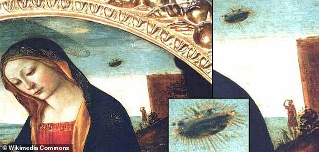 Above, a closer look at the mysterious glowing sky object depicted in Ghirlandaio's painting