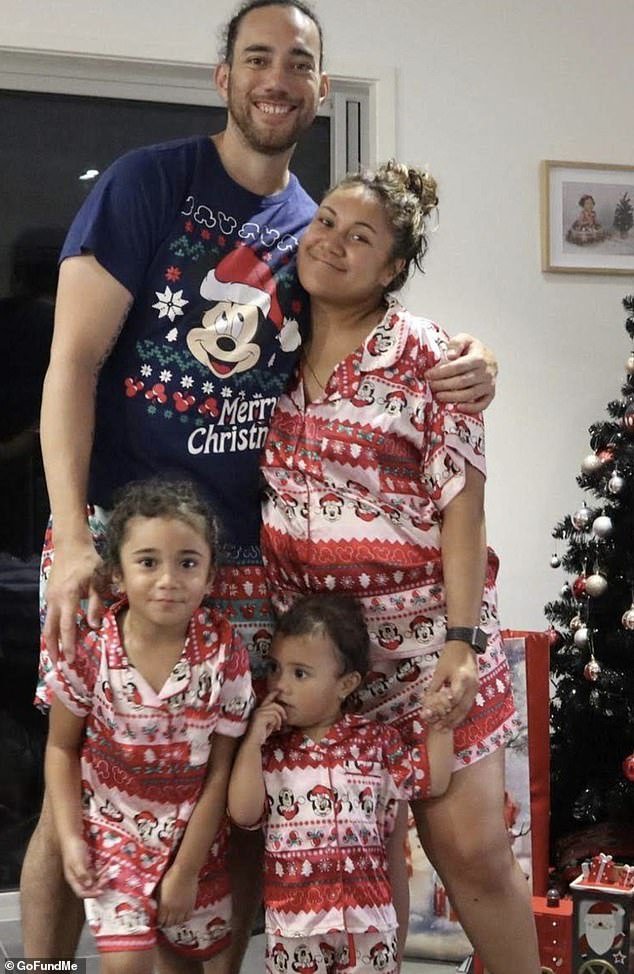 Margaret Tongiatama (right) is pictured with her husband, Ed, and their children Ayla-Sialei and Zana Mary