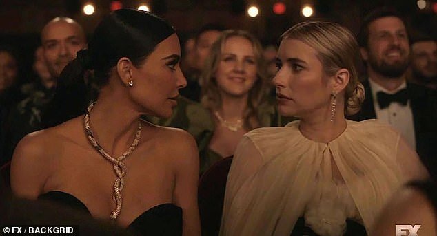Kardashian and Roberts shared a kiss on the latest episode of American Horror Story: Delicate on Fox