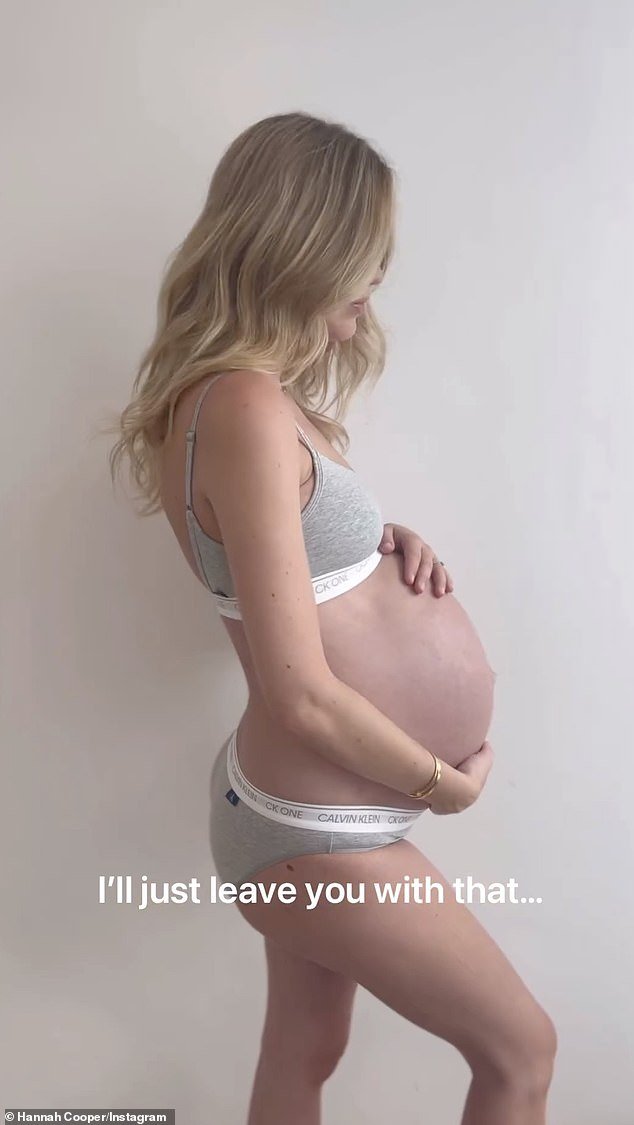The blonde beauty shared some snaps from her pregnancy as she wished her husband the best of luck in the race