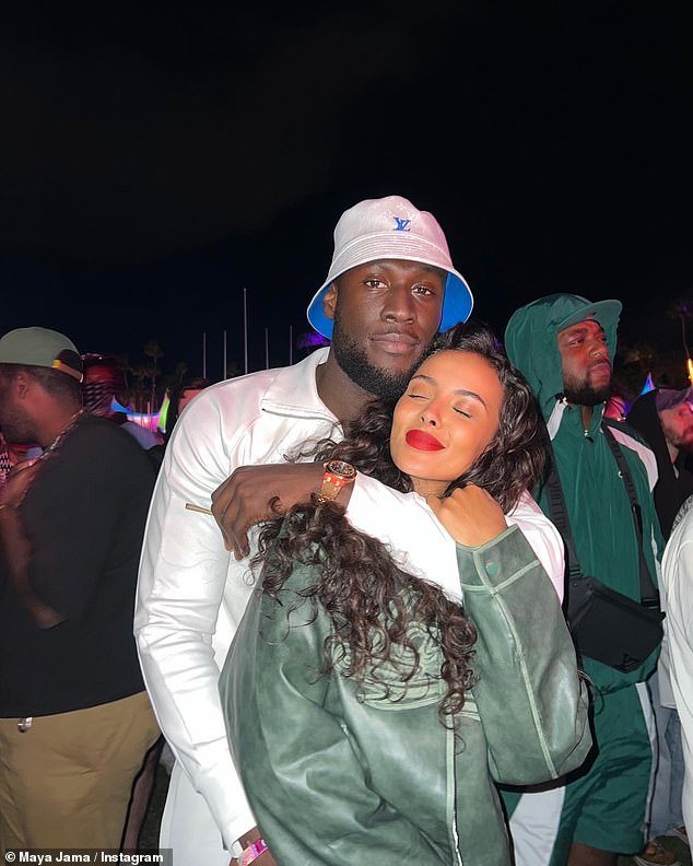 Maya also shared a sweet photo of herself cozying up with her boyfriend Stormzy in the crowd at the festival as they danced the night away together