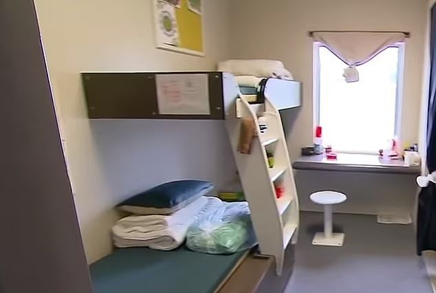 Ms Patterson has been behind bars at the Dame Phyllis Frost Center in Melbourne's western industrial suburbs since her arrest last November (pictured, a jail cell)