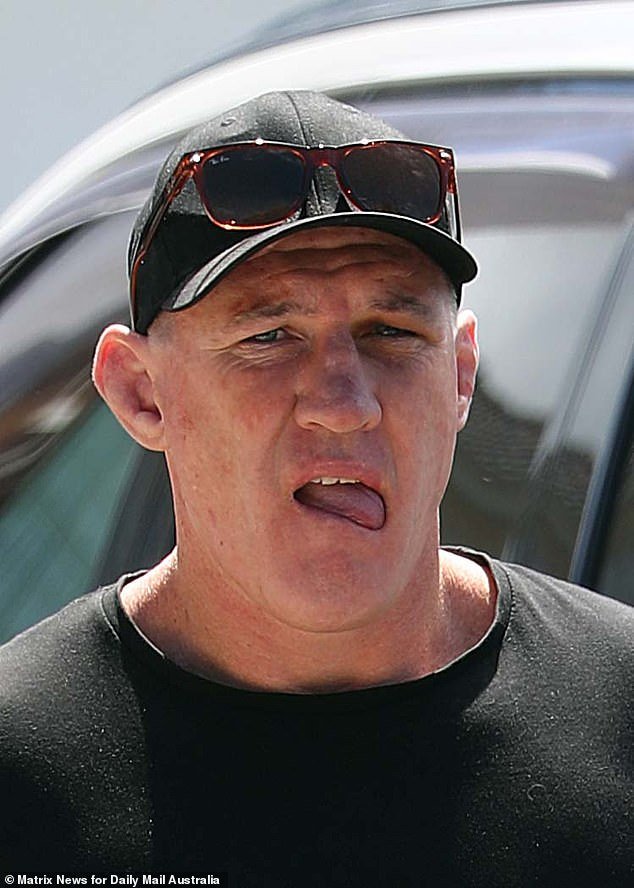Gallen appeared five days after the brawl showing signs of injuries, including a mark on his right eye (above)