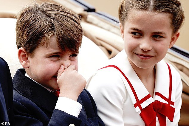 Never one to hide his feelings, Prince Louis was visually vocal after catching a whiff of something: horse feces?  - during the king's first Trooping of the Colour
