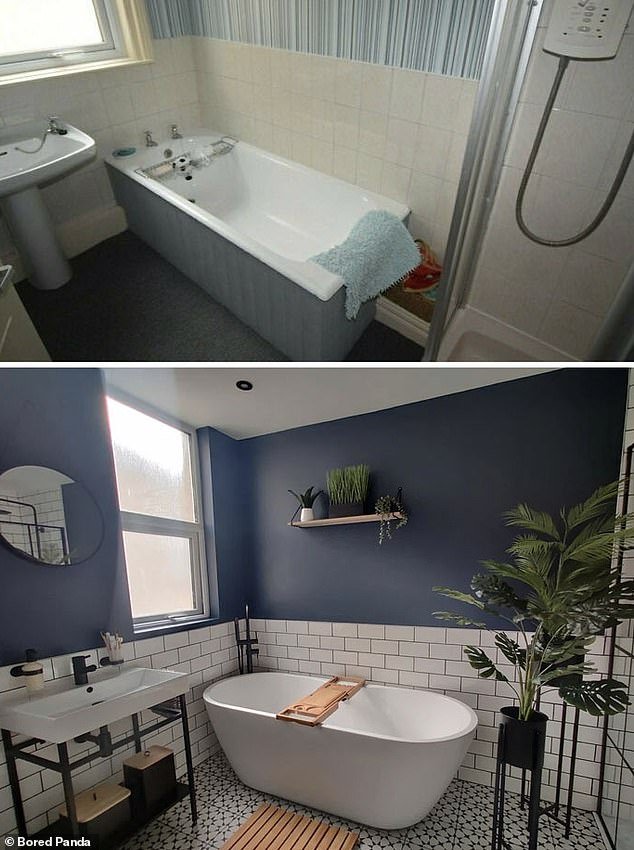 Another poster from Britain modernized the bathroom of their Victorian terrace house by replacing the floor, tiles, bathtub and sink, making the room look brighter and more spacious