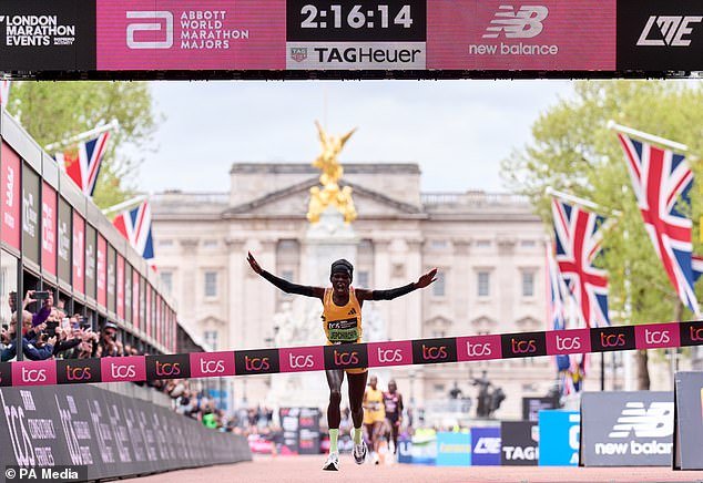 Olympic champion Peres Jepchirchir, from Kenya, crosses the finish line, beats the women's world record and wins the London Marathon in two hours, 16 minutes and 16 seconds