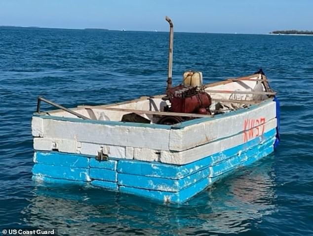 Earlier this month, another group of 16 migrants were rescued from a makeshift vessel near the Florida coast, when the US Coast Guard released a shocking image of the makeshift vessel being used.