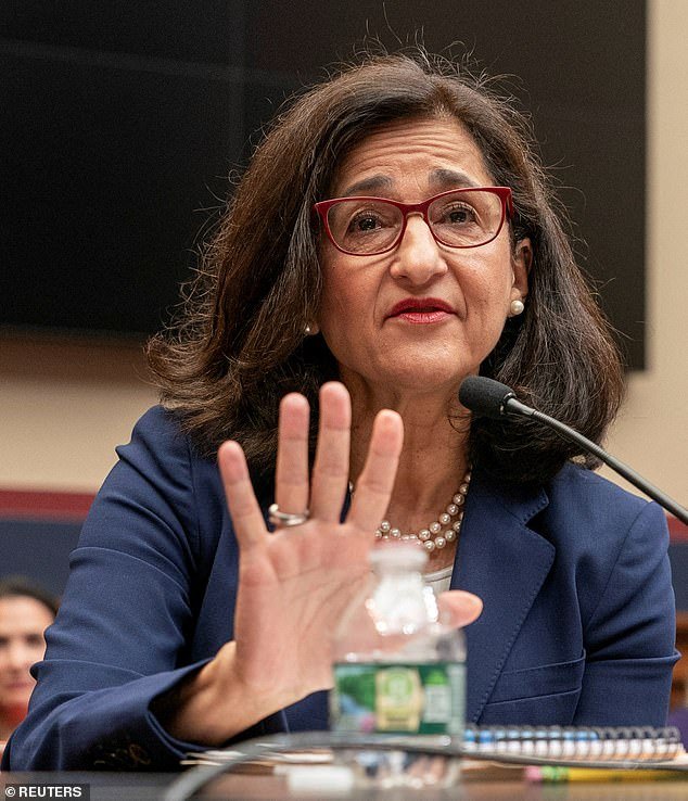 Embattled President Minouche Shafik, pictured giving testimony to Congress on April 17, is now facing calls to resign amid the unrest