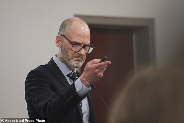 County Attorney Michael Jette addresses jurors during closing arguments in Santa Cruz County Superior Court, Thursday, April 18, 2024, in Nogales