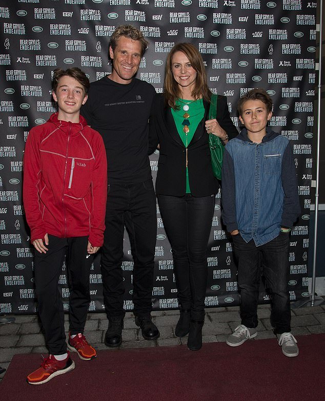 The presenter shares her three children Croyde, 20, Kiki, 14, and Trixie, 12, with her former husband (Bev and Cracknell pictured with two of their three children at a 2016 premiere)
