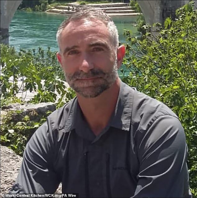 James Kirby, 47, (pictured) was among those tragically killed after multiple drone strikes hit their convoy of vehicles in the war zone on Monday