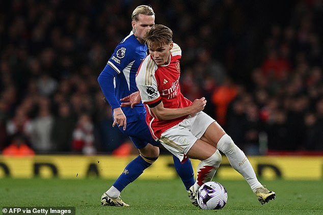 Gunners captain Martin Odegaard put in a virtuoso performance in the center of midfield