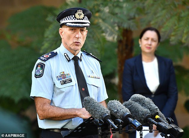 Mr Miles took a separate plane to Police Minister Mark Ryan and Police Commissioner Steve Gollschewski (pictured), despite the planes taking identical routes on the 2,800-kilometre return flight