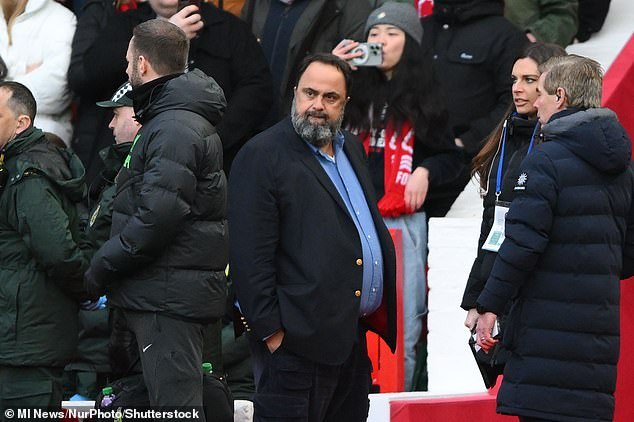 Forest owner Evangelos Marinakis was furious that his team were denied three penalties at Everton