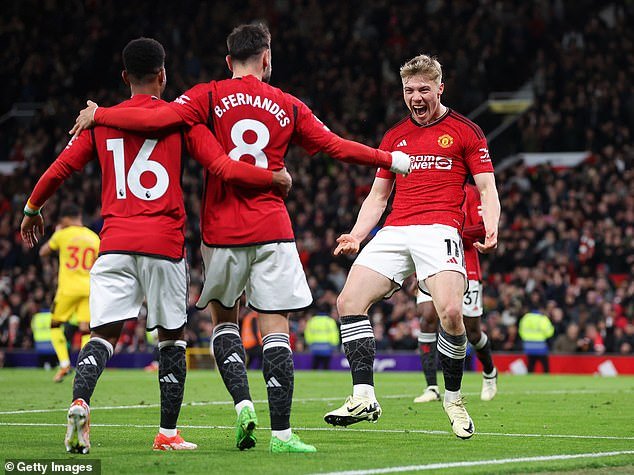 Hojlund's late goal secured all three league points for United at Old Trafford on Wednesday