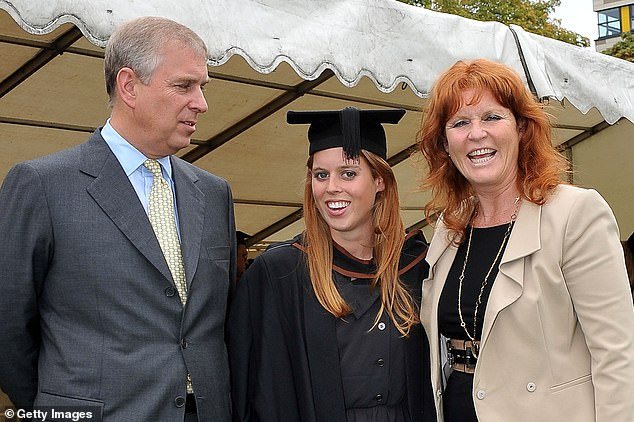Beatrice (pictured here with her parents Prince Andrew and Sarah Ferguson) was reportedly heartbroken when their romance ended and she returned to Goldsmiths, part of the University of London