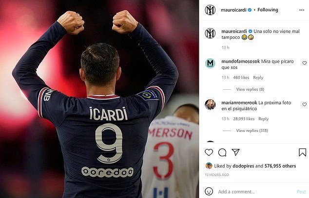 Mauro Icardi also posted a photo of himself saying he's 