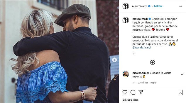 The pair have reconciled their relationship several times, with Icardi once writing a message to his partner that read: 'Thank you for continuing to believe in this beautiful family'