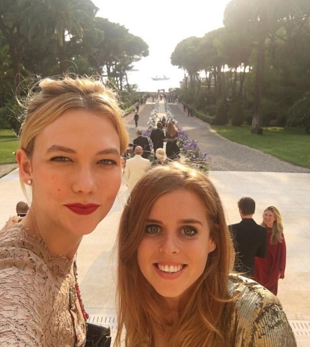 Beatrice and Karlie Kloss at a mutual friend's wedding in the south of France in 2016