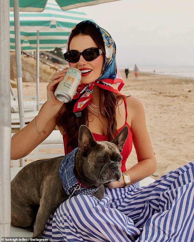 The model was on the beach outside the Rosewood Miramar Beach hotel near Santa Barbara, California.  The star, who is close friends with Taylor Swift, was heavily styled in a headscarf and sunglasses for the glamorous photoshoot