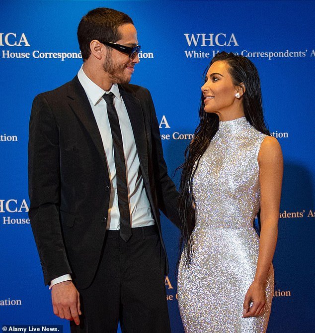 Kim Kardashian (right) is in DC two days before the annual White House Correspondents' Dinner.  The last time she attended the dinner was in 2022 with then-boyfriend Pete Davidson (left)