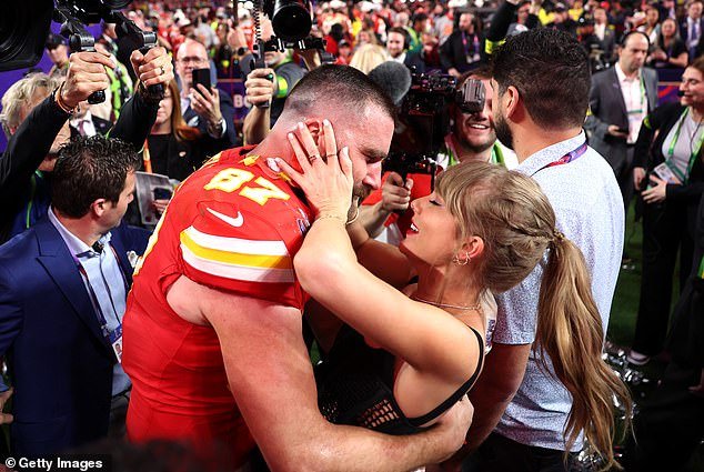 Taylor has since moved on with Kansas City Chiefs' Travis Kelce (pictured in February)