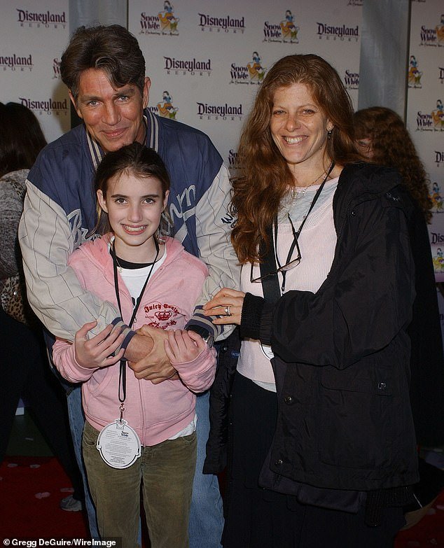 Emma may be close to her Oscar-winning aunt Julia Roberts, but she is estranged from her biological father Eric Roberts (L, pictured in 2004), who left when she was seven months old