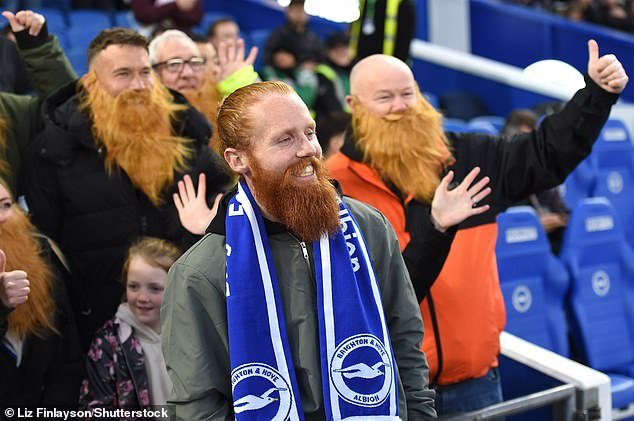 'Hardest Geezer' Russ Cook with other Brighton fans before Thursday night's match