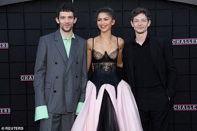 Cast members Zendaya, Mike Faist and Josh O'Connor attend a premiere of the movie 'Challengers' in Los Angeles, California, on April 16, 2024