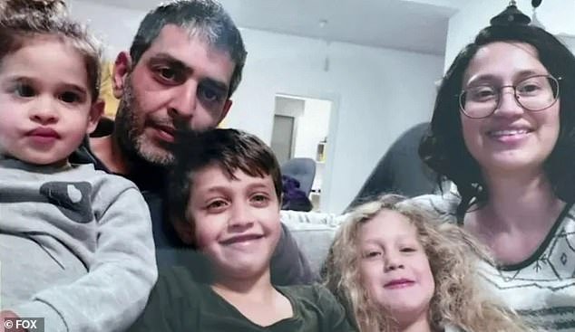 Abigail's parents, 43-year-old Roy Edan and 40-year-old Smadar Edan, were shot when Hamas militants stormed their kibbutz in southern Israel;  her brother and sister hid in a closet