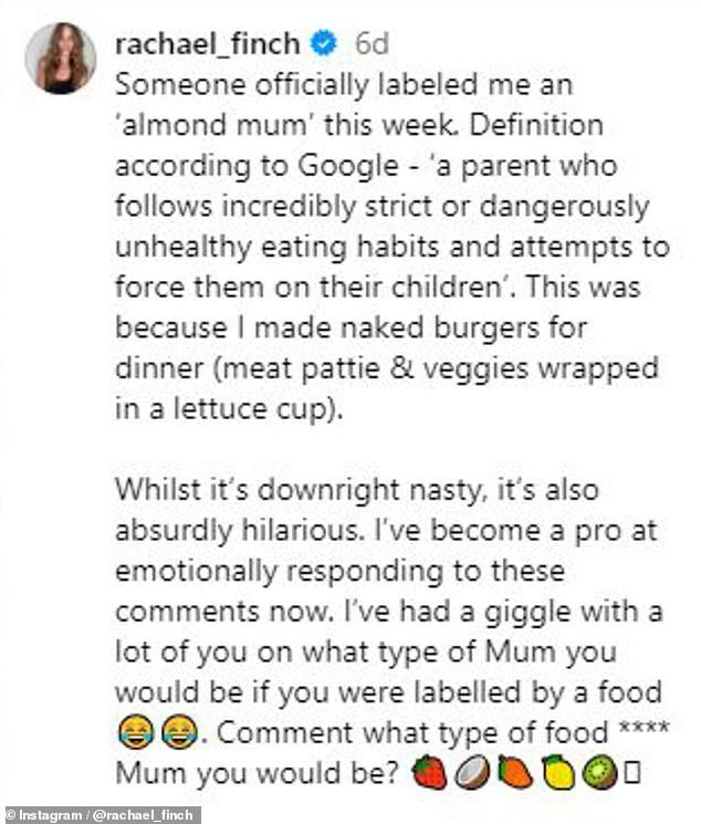 Rachael responded to the unkind criticism, claiming the trolls wouldn't complain if she fed her kids fast food every day, in a series of impassioned statements