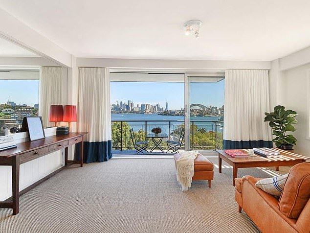 Wilkinson also owns a 1970s single room in Cremorne overlooking Sydney Harbor with views of both the Harbor Bridge and Opera House (pictured)