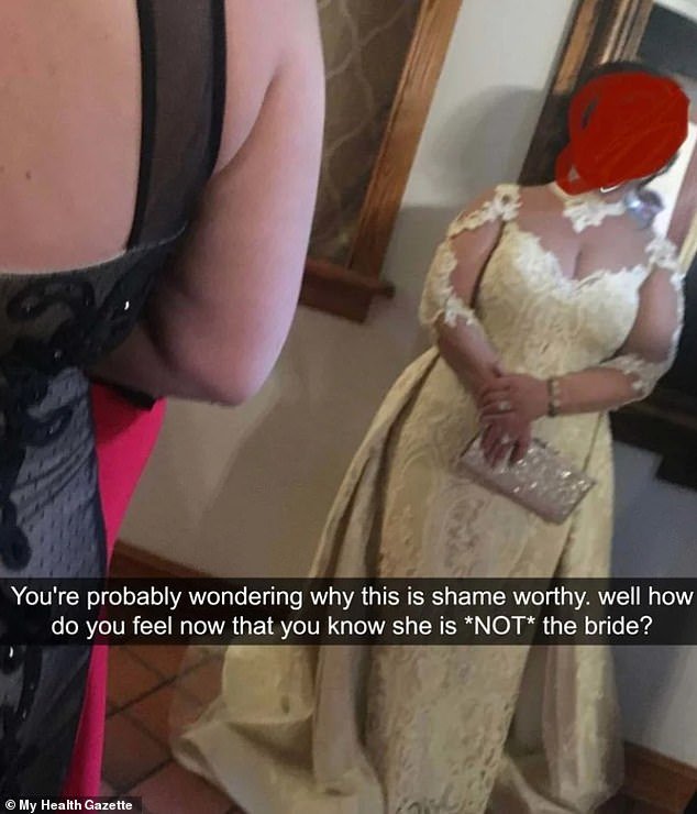A wedding guest tried to outdo the bride by donning a white ball gown that looked suspiciously like a wedding dress