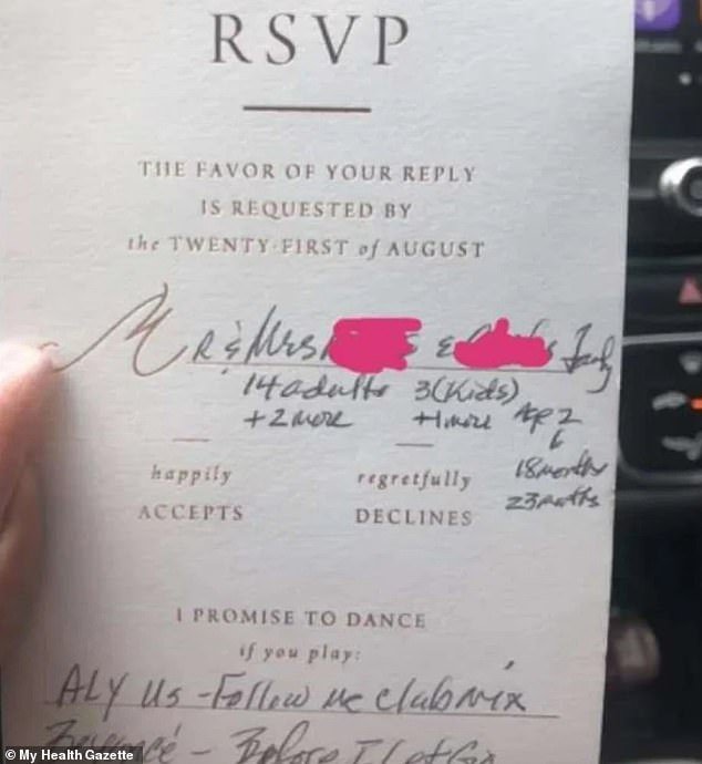 An RSVP is essential for couples planning their special day, but good handwriting is always appreciated.  The photo shows a wedding invitation for a couple in the United States