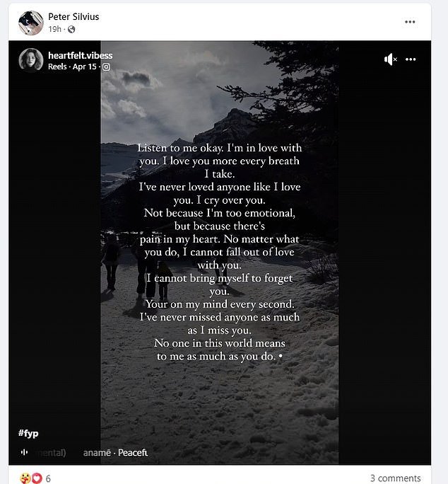 Peter shared a short clip of a page of quotes on Instagram in what seemed like another touching tribute to her