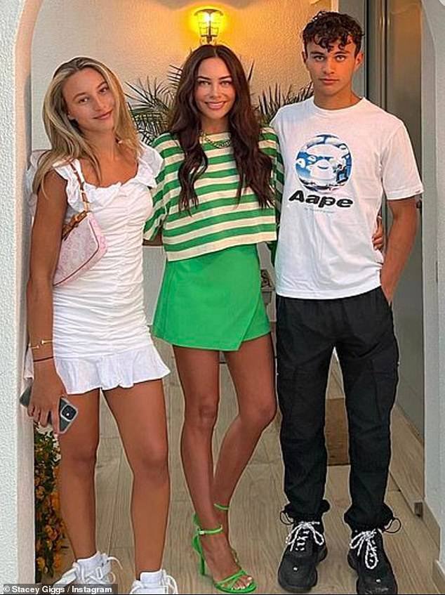 Zara is the mother of an unnamed child from a previous relationship, with Giggs being the father of both Liberty (left) and Zachary (right) from his 10-year marriage to Stacey Cooke (center)