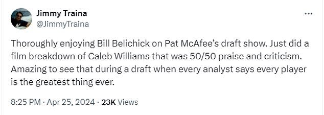 1714137082 92 Bill Belichick gets rave reviews for his NFL Draft analysis