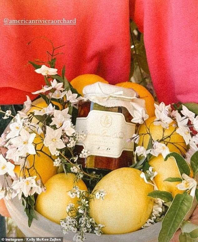 But now the focus seems to be on Meghan's strawberry jam which was launched earlier this month.  Pictured is a basket sent to Kelly McKee Zajfen