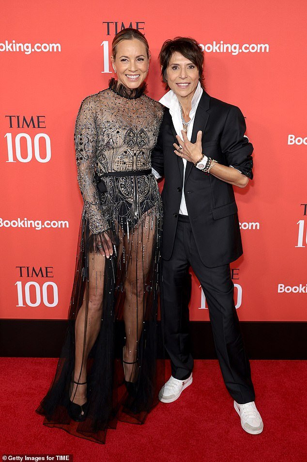 When they both showed off wedding rings on their ring fingers at the Time 100 Gala in New York City on Thursday evening;  Maria's dress was from Zuhair Murad
