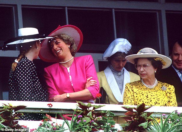 Three's a Crowd: Sarah, Duchess of York, shares a joke with Princess Diana as Queen Elizabeth looks on