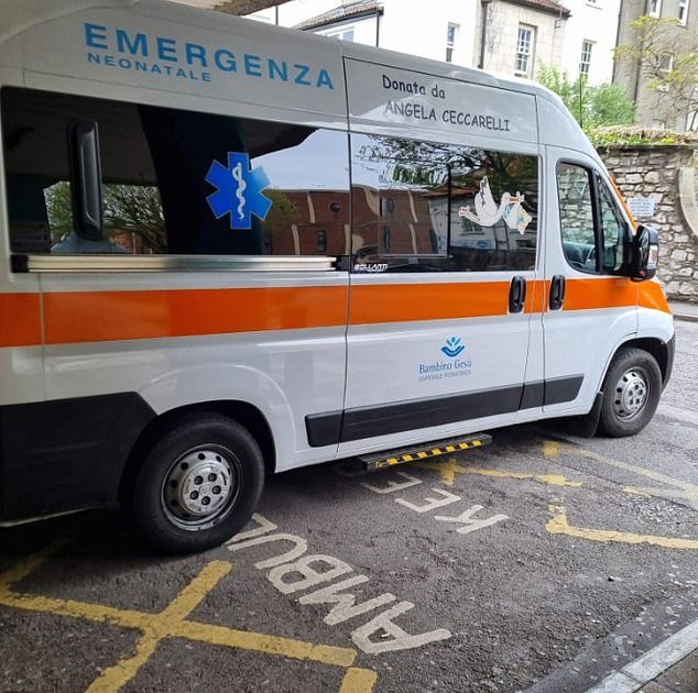 The Italian government-funded ambulance at Bristol Royal Hospital for Children.  After arriving, the baby was quickly discharged and driven to an airport ten minutes away
